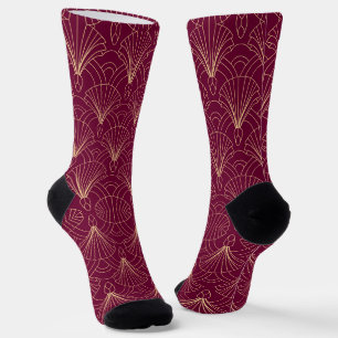 Art Deco-patroon met gouden geometrische waaiermot Sokken