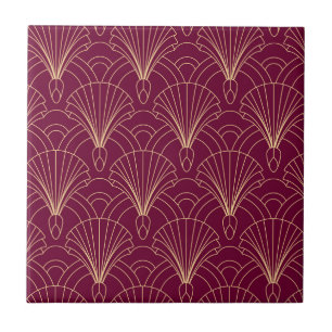 Art Deco-patroon met gouden geometrische waaiermot Tegeltje
