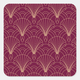 Art Deco patroon met gouden geometrische waaiermot Vierkante Sticker