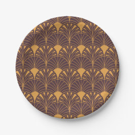Art Deco-patroon met waaiervormige motieven  Papieren Bordje