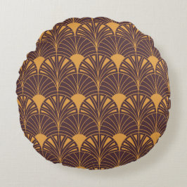 Art Deco-patroon met waaiervormige motieven  Rond Kussen