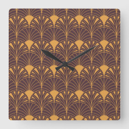 Art Deco-patroon met waaiervormige motieven  Vierkante Klok