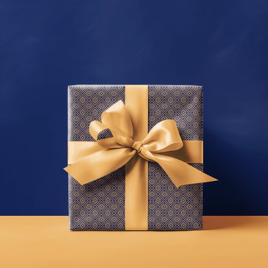 Art Deco-patroon | Navy Blue Gold Cadeaupapier