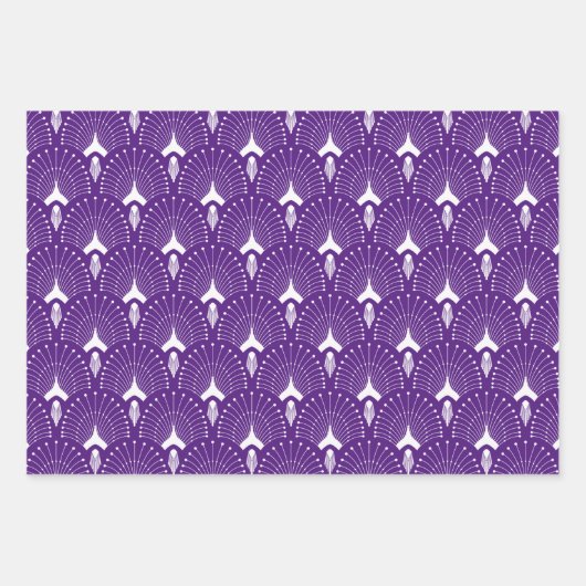 Art Deco Patroon op sinaasappel, groen en paarse Inpakpapier Vel (Voorkant 3)