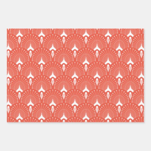 Art Deco Patroon op sinaasappel, groen en paarse Inpakpapier Vel (Voorkant 2)