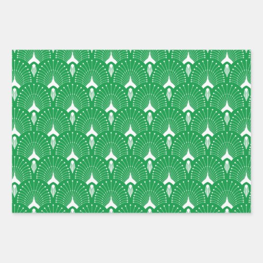 Art Deco Patroon op sinaasappel, groen en paarse Inpakpapier Vel (Voorkant)