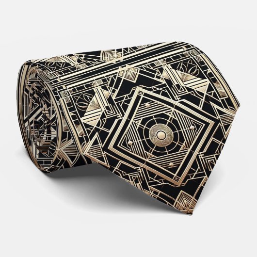 Art Deco Patroon Stropdas (Opgerold)