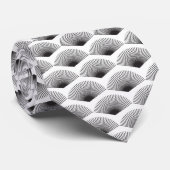 Art Deco Patroon Zwart Fans Witte Achtergrond Stropdas (Opgerold)