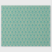 Art Deco Pattern 01 - Blauwgroen op Gebroken Wit Cadeaupapier (Vlak)