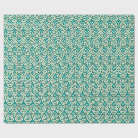 Art Deco Pattern 01 - Blauwgroen op Gebroken Wit Cadeaupapier (Vlak)