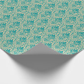 Art Deco Pattern 01 - Blauwgroen op Gebroken Wit Cadeaupapier (Hoek)