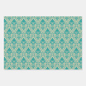 Art Deco Pattern 01 - Blauwgroen op Gebroken Wit Inpakpapier Vel (Voorkant 2)