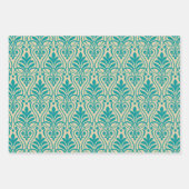 Art Deco Pattern 01 - Blauwgroen op Gebroken Wit Inpakpapier Vel (Voorkant)
