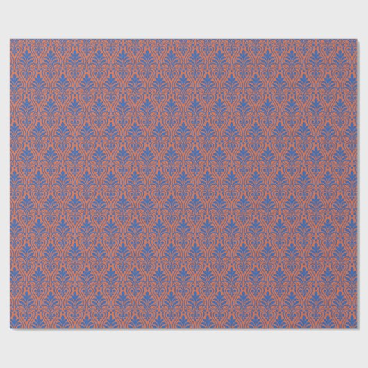 Art Deco Pattern 01 - Pruisisch Blauw op Sinaasapp Cadeaupapier (Vlak)