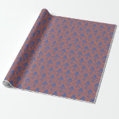 Art Deco Pattern 01 - Pruisisch Blauw op Sinaasapp Cadeaupapier (Uitgerold)