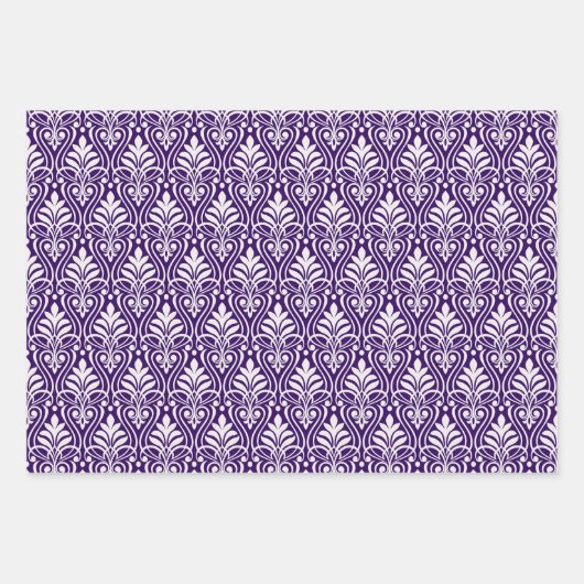 Art Deco Pattern 01 - Wit op Cadbury Paarse Inpakpapier Vel (Voorkant 3)