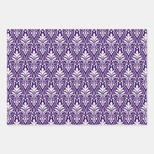 Art Deco Pattern 01 - Wit op Cadbury Paarse Inpakpapier Vel (Voorkant 2)
