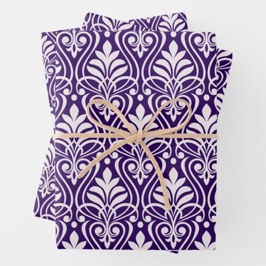 Art Deco Pattern 01 - Wit op Cadbury Paarse Inpakpapier Vel (In situ)