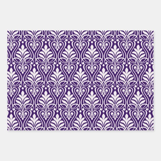 Art Deco Pattern 01 - Wit op Cadbury Paarse Inpakpapier Vel (Voorkant)