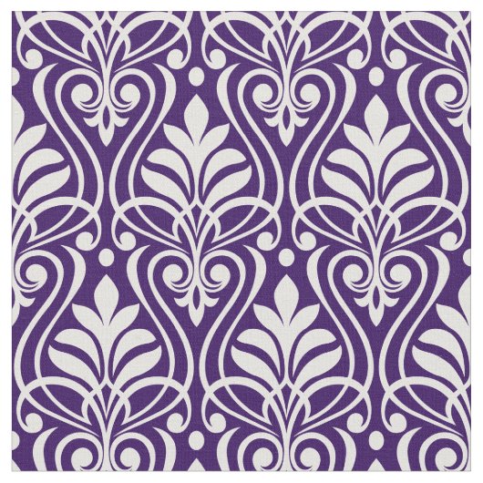 Art Deco Pattern 01 - Wit op Cadbury Paarse Stof (Close Up)