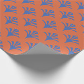 Art Deco Pattern 02 - Pruisisch Blauw op Sinaasapp Cadeaupapier (Hoek)