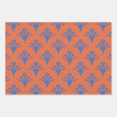 Art Deco Pattern 02 - Pruisisch Blauw op Sinaasapp Inpakpapier Vel (Voorkant)