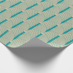 Art Deco Pattern 03 - Blauwgroen op Gebroken Wit Cadeaupapier