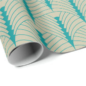 Art Deco Pattern 03 - Blauwgroen op Gebroken Wit Cadeaupapier (Rol Hoek)