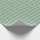 Art Deco Pattern 04 - Blauwgroen op Gebroken Wit Cadeaupapier (Hoek)