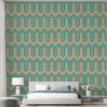 Art Deco Pattern 05 - Blauwgroen op Gebroken Wit Behang<br><div class="desc">Art Deco Pattern 05 - Blauwgroen op Gebroken Wit</div>