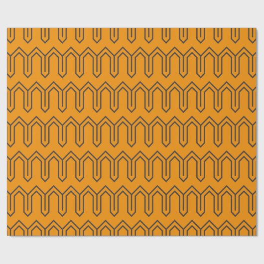 Art Deco Pattern 05 - Deco Black op Vivid Gamboge Cadeaupapier (Vlak)