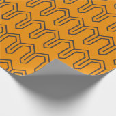 Art Deco Pattern 05 - Deco Black op Vivid Gamboge Cadeaupapier (Hoek)