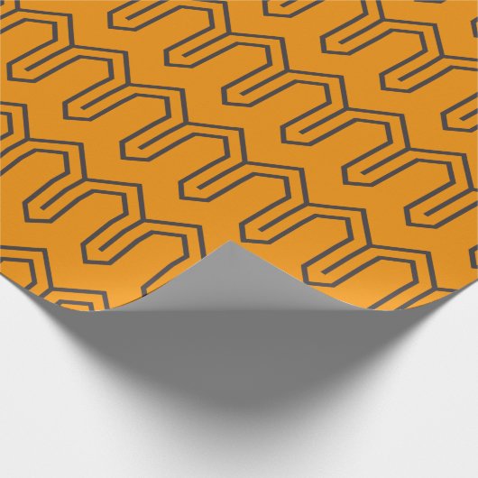 Art Deco Pattern 05 - Deco Black op Vivid Gamboge Cadeaupapier (Hoek)