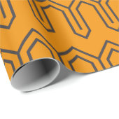 Art Deco Pattern 05 - Deco Black op Vivid Gamboge Cadeaupapier (Rol Hoek)