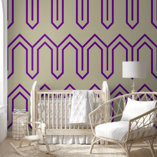 Art Deco Pattern 05 - Romantisch Paarse op Gebroke Behang