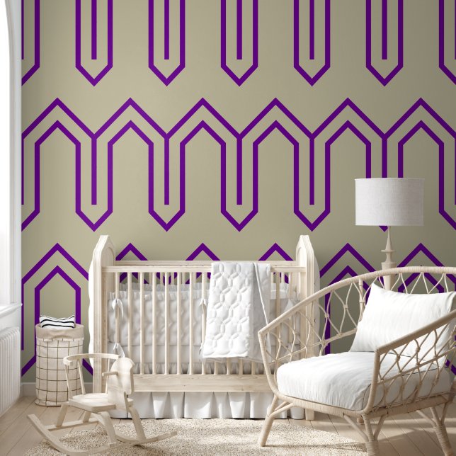 Art Deco Pattern 05 - Romantisch Paarse op Gebroke Behang (Kinderen)