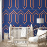 Art Deco Pattern 05 - Sinaasappel op Pruisisch Bla Behang<br><div class="desc">Art Deco Pattern 05 - Sinaasappel op Pruisisch Blauw</div>