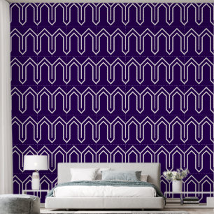Art Deco Pattern 05 - Wit op Cadbury Paarse Behang