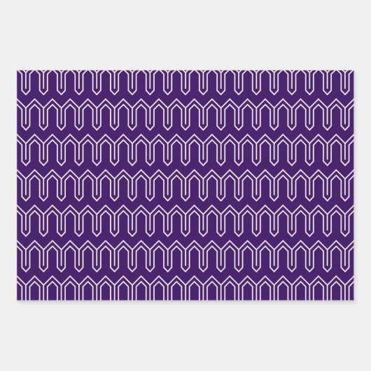 Art Deco Pattern 05 - Wit op Cadbury Paarse Inpakpapier Vel (Voorkant 2)