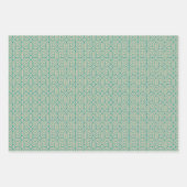 Art Deco Pattern 07 - Blauwgroen op Gebroken Wit Inpakpapier Vel (Voorkant 2)