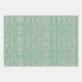 Art Deco Pattern 07 - Blauwgroen op Gebroken Wit Inpakpapier Vel (Voorkant)