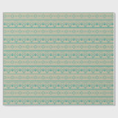 Art Deco Pattern 08 - Blauwgroen op Gebroken Wit Cadeaupapier (Vlak)