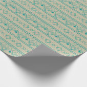 Art Deco Pattern 08 - Blauwgroen op Gebroken Wit Cadeaupapier (Hoek)