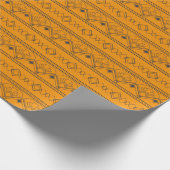 Art Deco Pattern 08 - Deco Black op Vivid Gamboge Cadeaupapier (Hoek)