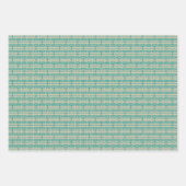 Art Deco Pattern 09 - Blauwgroen op Gebroken Wit Inpakpapier Vel (Voorkant 3)