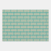 Art Deco Pattern 09 - Blauwgroen op Gebroken Wit Inpakpapier Vel (Voorkant 2)