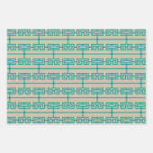 Art Deco Pattern 09 - Blauwgroen op Gebroken Wit Inpakpapier Vel (Voorkant)