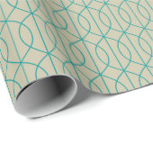 Art Deco Pattern 10 - Blauwgroen op gebroken wit Cadeaupapier (Rol Hoek)