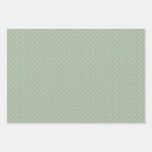 Art Deco Pattern 12 - Blauwgroen op Gebroken Wit Inpakpapier Vel (Voorkant 3)