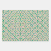 Art Deco Pattern 12 - Blauwgroen op Gebroken Wit Inpakpapier Vel (Voorkant)